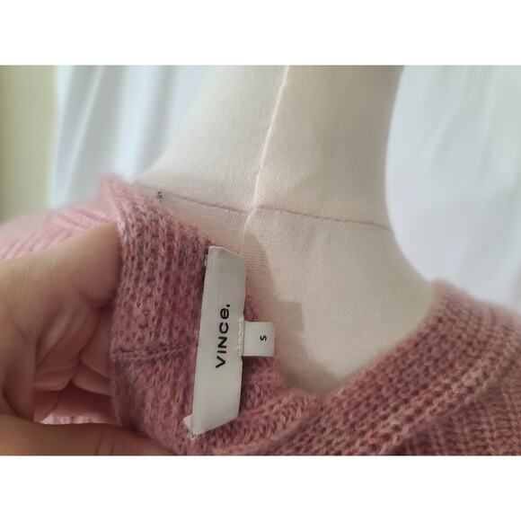 Vince 100% Cashmere Heather Mauve Shaker Rib V Neck Pullover Sweater Small - Picture 8 of 8